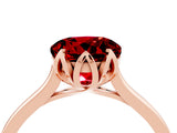 Rose gold Round Cut Ruby Solitaire Ring with Flower Prong Setting and Classic Band_41
