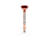 Rose gold Round Cut Ruby Solitaire Ring with Pavé Accents and Four-Prong Setting_2