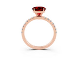 Rose gold Round Cut Ruby Solitaire Ring with Pavé Accents and Four-Prong Setting_3