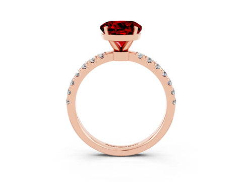 Rose gold Round Cut Ruby Solitaire Ring with Pavé Accents and Four-Prong Setting_3