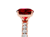 Rose gold Round Cut Ruby Solitaire Ring with Pavé Accents and Four-Prong Setting_5