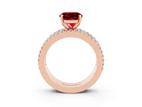 Rose gold Round Cut Ruby Solitaire Ring with Pavé and Channel Set Band_3