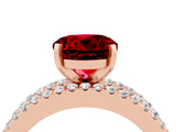 Rose gold Round Cut Ruby Solitaire Ring with Pavé and Channel Set Band_4