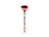 Rose gold Round Cut Ruby Solitaire Ring with Pave Band and Four Prong Setting_26