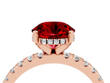 Rose gold Round Cut Ruby Solitaire Ring with Round  Pavé Band and Four-Prong Setting_40