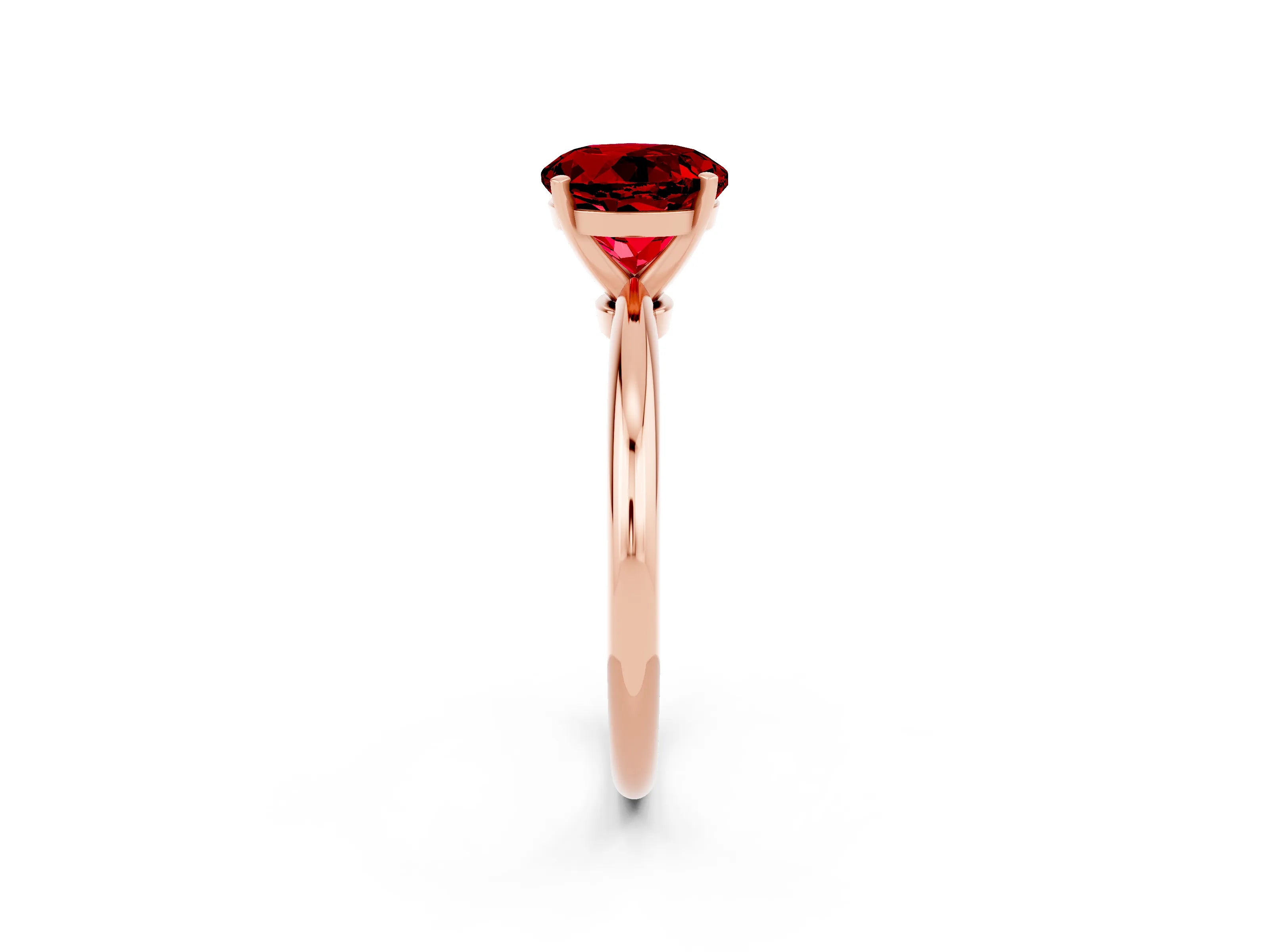 Rose gold Round Cut Ruby Solitaire Ring with Six-Prong Setting and Classic Band_2
