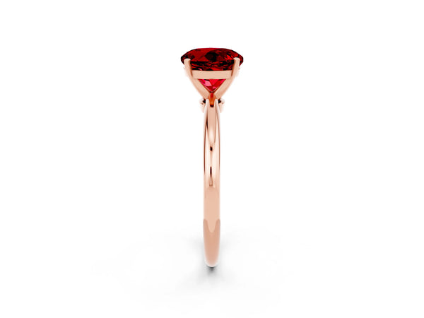 Rose gold Round Cut Ruby Solitaire Ring with Six-Prong Setting and Classic Band