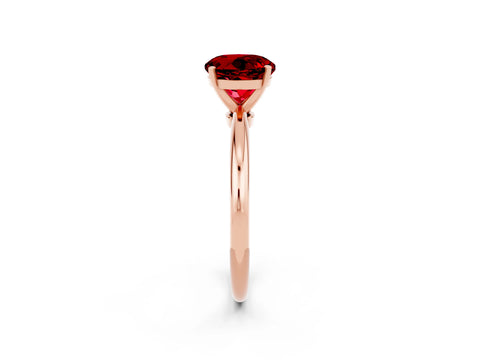 Rose gold Round Cut Ruby Solitaire Ring with Six-Prong Setting and Classic Band_2