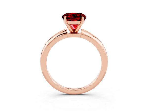 Rose gold Round Cut Ruby Solitaire Ring with Six-Prong Setting and Classic Band