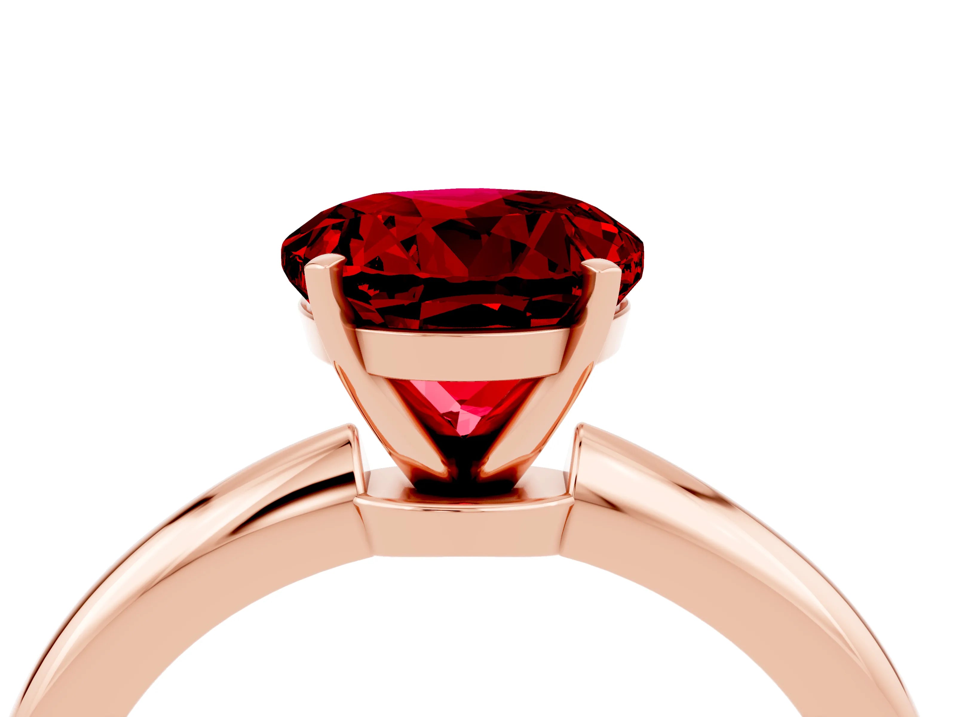 Rose gold Round Cut Ruby Solitaire Ring with Six-Prong Setting and Classic Band_4