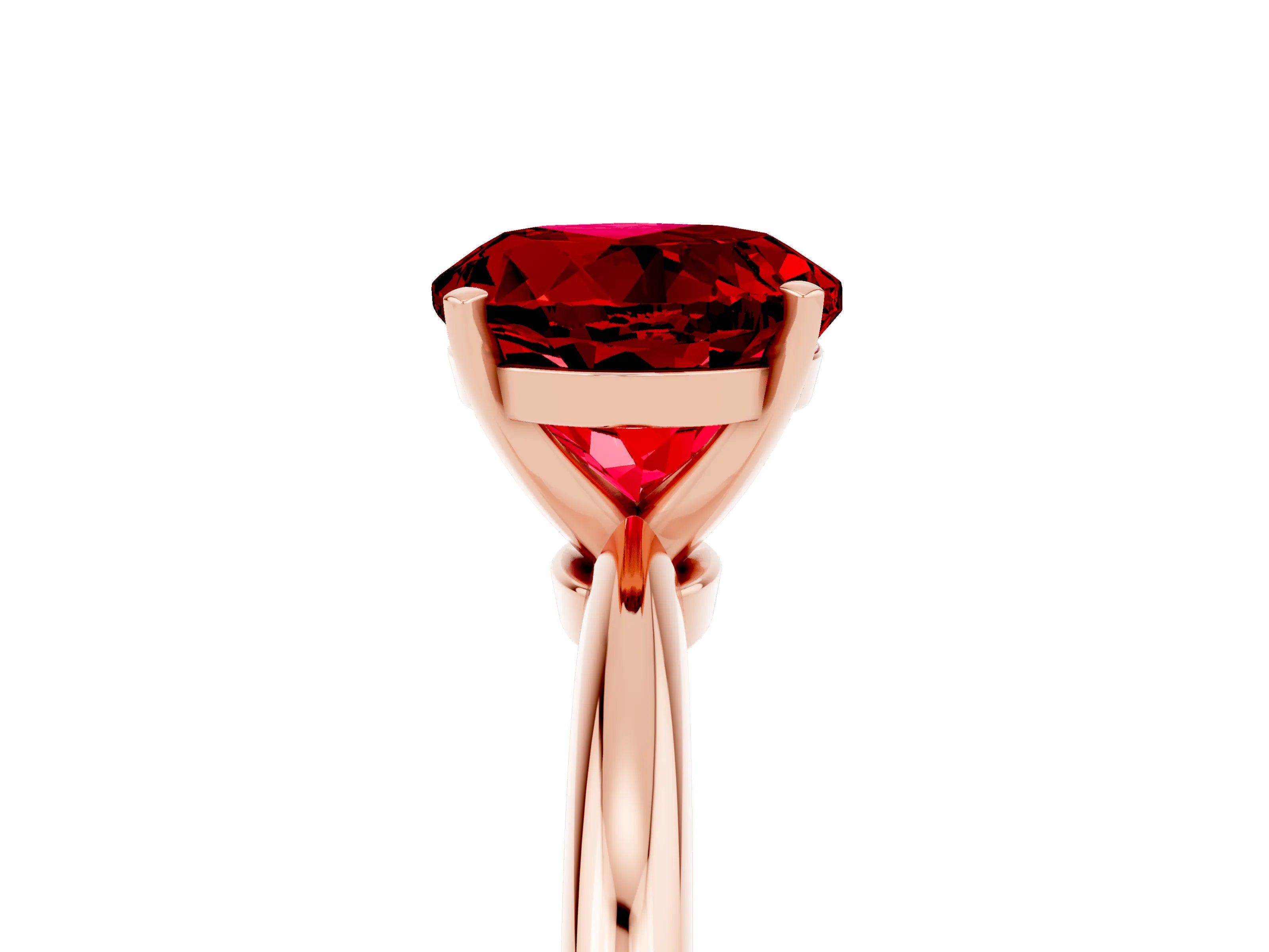 Rose gold Round Cut Ruby Solitaire Ring with Six-Prong Setting and Classic Band_5