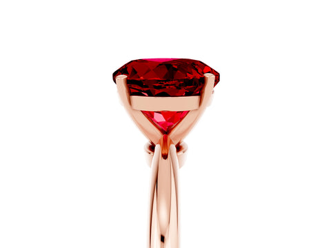 Rose gold Round Cut Ruby Solitaire Ring with Six-Prong Setting and Classic Band_5