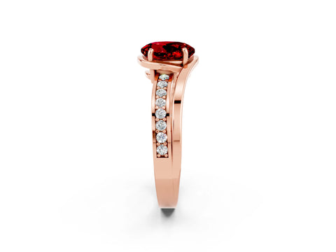 Rose gold Round Cut Ruby Solitaire Ring with Split Shank and Prong Setting_2