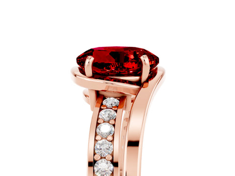 Rose gold Round Cut Ruby Solitaire Ring with Split Shank and Prong Setting_5