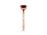 Rose gold Round Cut Ruby Solitaire Ring with Thin Band and Four-Prong Setting_14