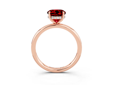 Rose gold Round Cut Ruby Solitaire Ring with Thin Band and Four-Prong Setting_15