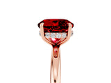 Rose gold Round Cut Ruby Solitaire Ring with Thin Band and Four-Prong Setting_17
