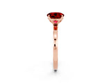 Rose gold Round Cut Ruby Solitaire Ring with Thin Band and Prong Setting_14