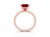 Rose gold Round Cut Ruby Solitaire Ring with Thin Band and Prong Setting_15