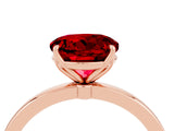 Rose gold Round Cut Ruby Solitaire Ring with Thin Band and Prong Setting_16