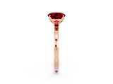 Rose gold Round Cut Ruby Solitaire Ring with Thin Band and Prong Setting_26