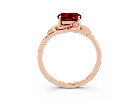Rose gold Round Cut Ruby Solitaire Ring with Twist Band and Four-Prong Setting_27