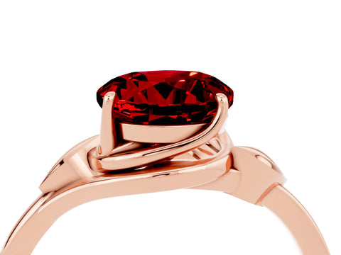 Rose gold Round Cut Ruby Solitaire Ring with Twist Band and Four-Prong Setting_28