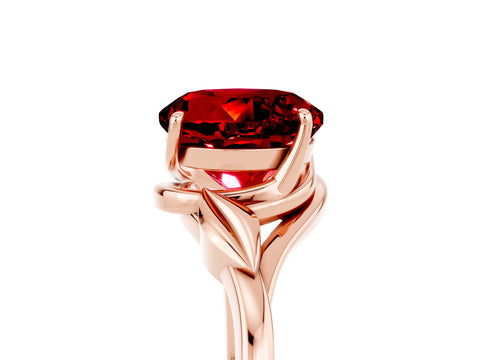 Rose gold Round Cut Ruby Solitaire Ring with Twist Band and Four-Prong Setting_29