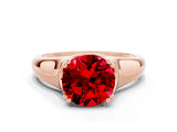 Rose gold Round Cut Ruby Solitaire Ring with Wide Band and Prong Setting