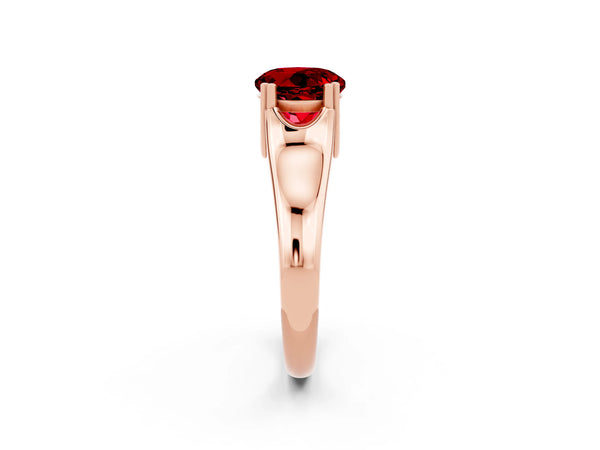 Rose gold Round Cut Ruby Solitaire Ring with Wide Band and Prong Setting