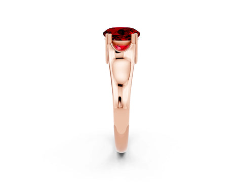 Rose gold Round Cut Ruby Solitaire Ring with Wide Band and Prong Setting_2