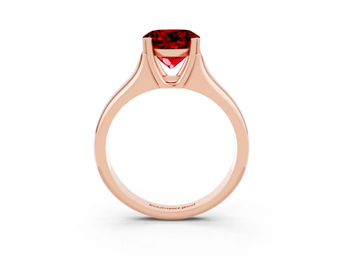 Rose gold Round Cut Ruby Solitaire Ring with Wide Band and Prong Setting_3
