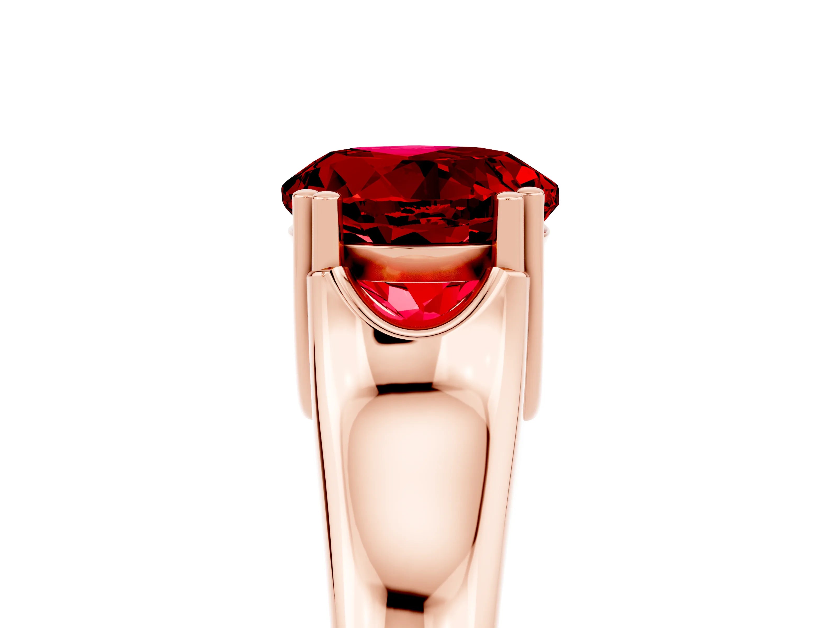 Rose gold Round Cut Ruby Solitaire Ring with Wide Band and Prong Setting_5