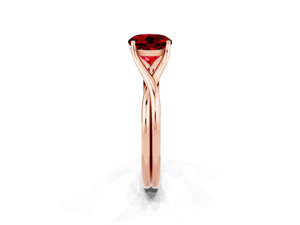 Rose gold Round Cut Ruby Solitaire Twist Band Prong Setting Ring