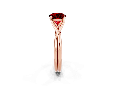Rose gold Round Cut Ruby Solitaire Twist Band Prong Setting Ring_38