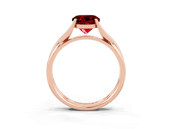 Rose gold Round Cut Ruby Solitaire Twist Band Prong Setting Ring