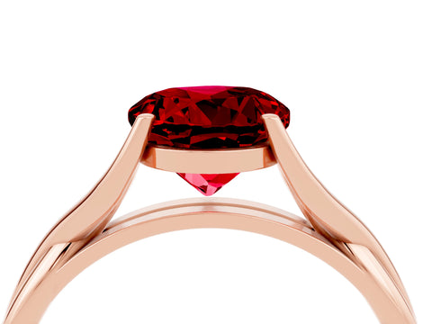 Rose gold Round Cut Ruby Solitaire Twist Band Prong Setting Ring_40