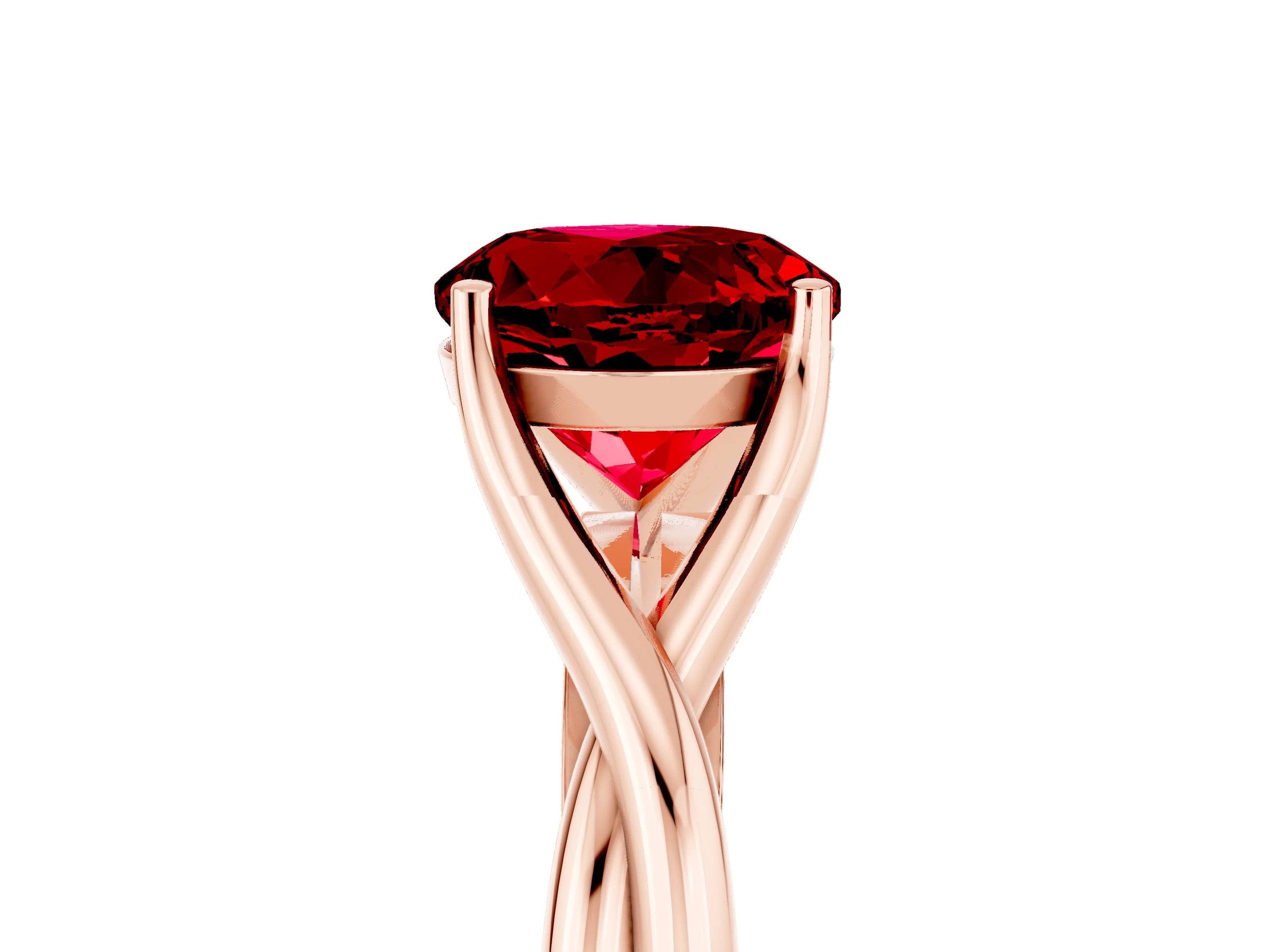 Rose gold Round Cut Ruby Solitaire Twist Band Prong Setting Ring_41