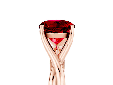 Rose gold Round Cut Ruby Solitaire Twist Band Prong Setting Ring_41