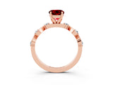 Rose gold Round Cut Ruby Solitaire Twisted Band with Round  Accents and Prong Setting_15