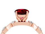 Rose gold Round Cut Ruby Solitaire Twisted Band with Round  Accents and Prong Setting_16