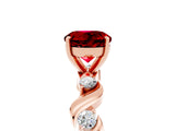 Rose gold Round Cut Ruby Solitaire Twisted Band with Round  Accents and Prong Setting_17