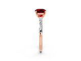 Rose gold Round Cut Ruby Solitaire with Side Baguettes and Channel Set Band_2