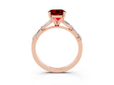 Rose gold Round Cut Ruby Solitaire with Side Baguettes and Channel Set Band_3