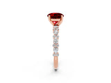 Rose gold Round Cut Ruby Solitaire with Side Stones, Pave Band, Four-Prong Setting_38