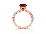 Rose gold Round Cut Ruby Solitaire with Side Stones, Pave Band, Four-Prong Setting_39