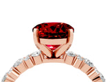 Rose gold Round Cut Ruby Solitaire with Side Stones, Pave Band, Four-Prong Setting_40