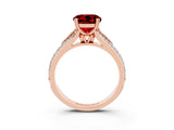 Rose gold Round Cut Ruby Split Shank Engagement Ring with Pavé Band_3