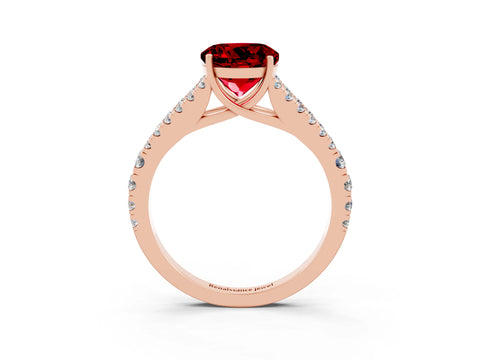 Rose gold Round Cut Ruby Split Shank Pavé Engagement Ring with Four-Prong Setting_15