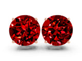10K Rose Gold 3.87 Carat Round Ruby Stud Earrings